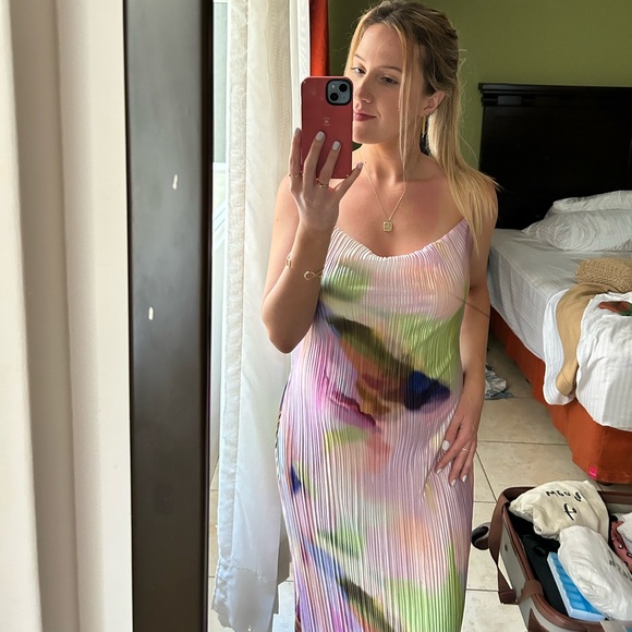 Multicolored Maxi Dress, Bump Friendly Dress, Wedding Guest Dress - Picture 4 of 9